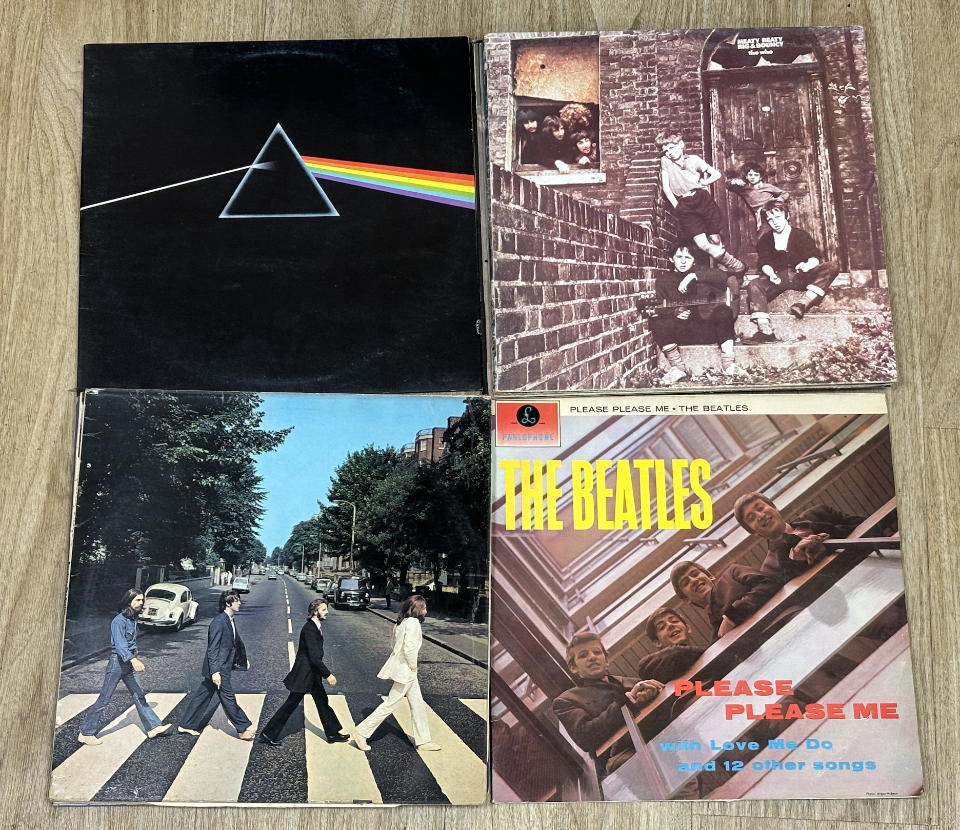 46 mainly 1970s/80s LPs including; The Beatles, The Who, Pink Floyd, Cream, Paul Simon, Stevie Wonder, Fleetwood Mac, Elton John, 10cc, etc. notable albums include; Please Please Me, Abbey Road, Revolver, Meaty, Beaty, B